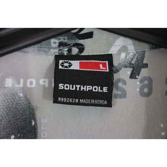 Vintage Southpole Mens Large Y2K Spell Out Loop Collar Button Up Shirt C998 - Picture 5 of 7